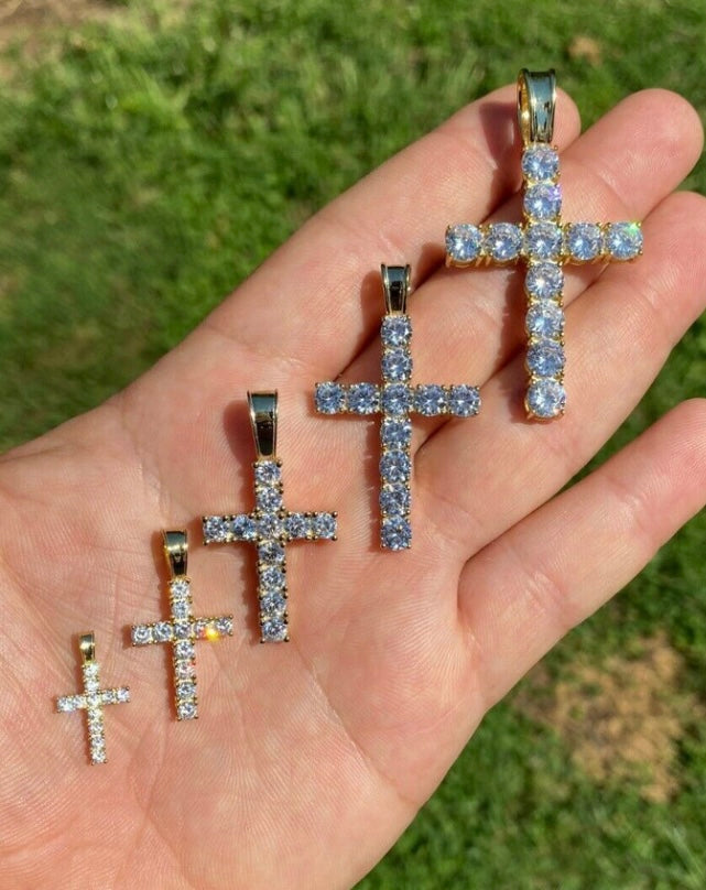 925 silver gold vermeil moissanite prong set cross