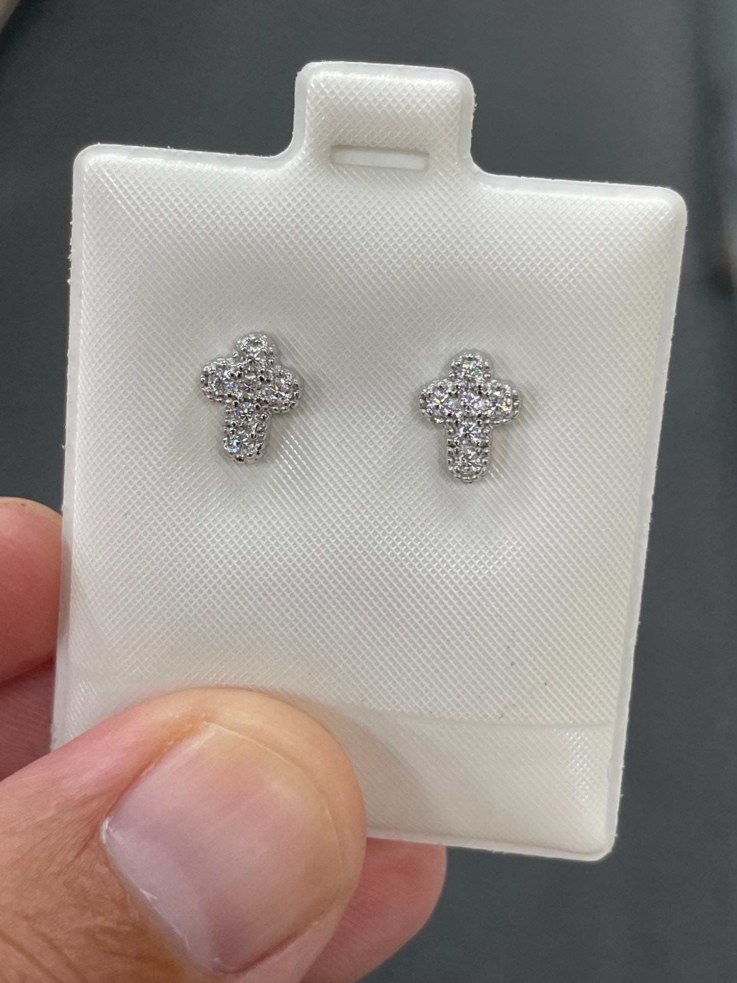 Moissanite small cross earrings