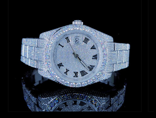 Vvs Moissanite Diamond Round Dial Mechanical Watches