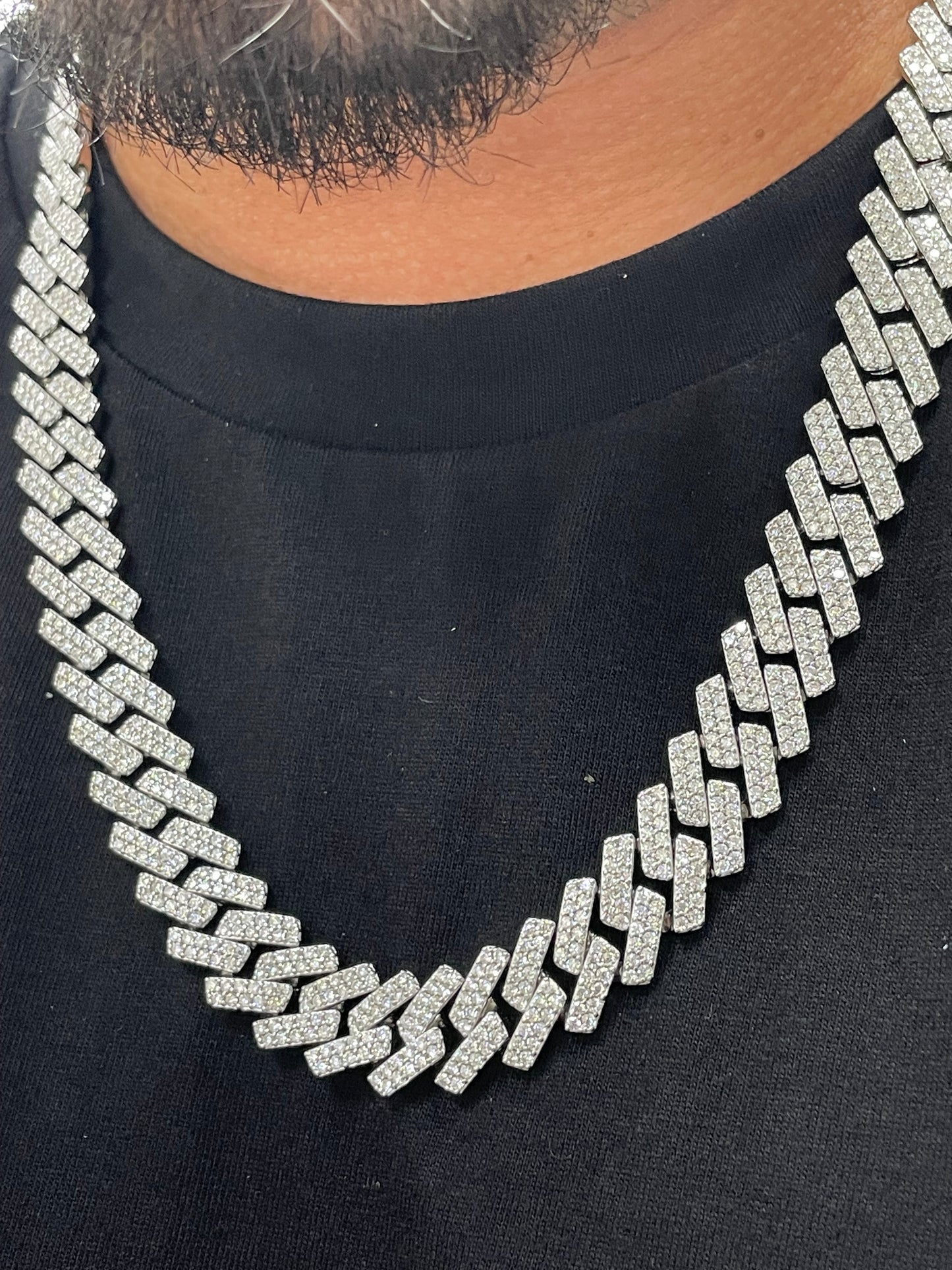 14mm all white moissanite cuban link chain