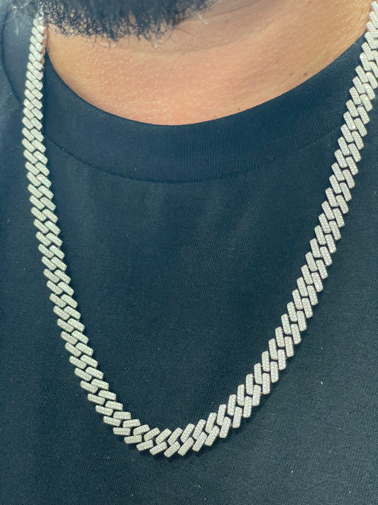 8mm all white vvs moissanite cuban link chain