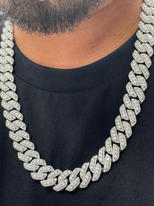 14mm big rock moissanite cuban link chain