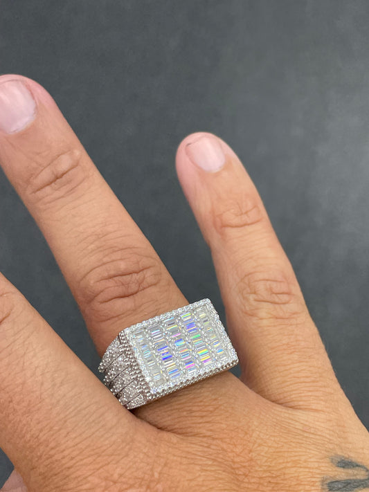 Moissanite rectangle ring