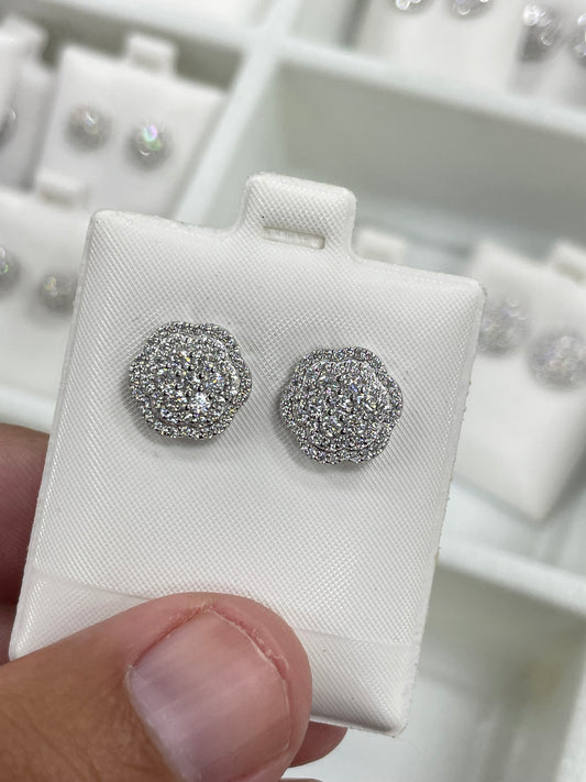 Moissanite .90ct pave flower moissanite earrings