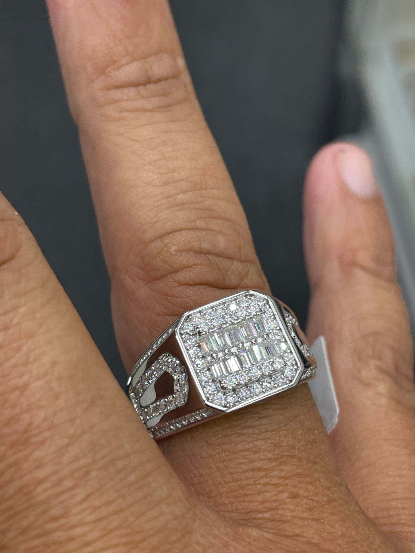 Moissanite top baguette ring