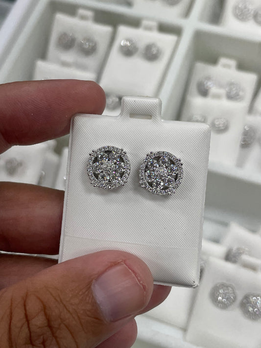 1.75 carat circle center solitaire moissanite earrings