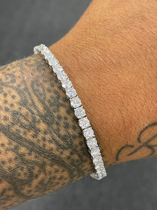 4mm vvs moissanite silver tennis bracelet 8in