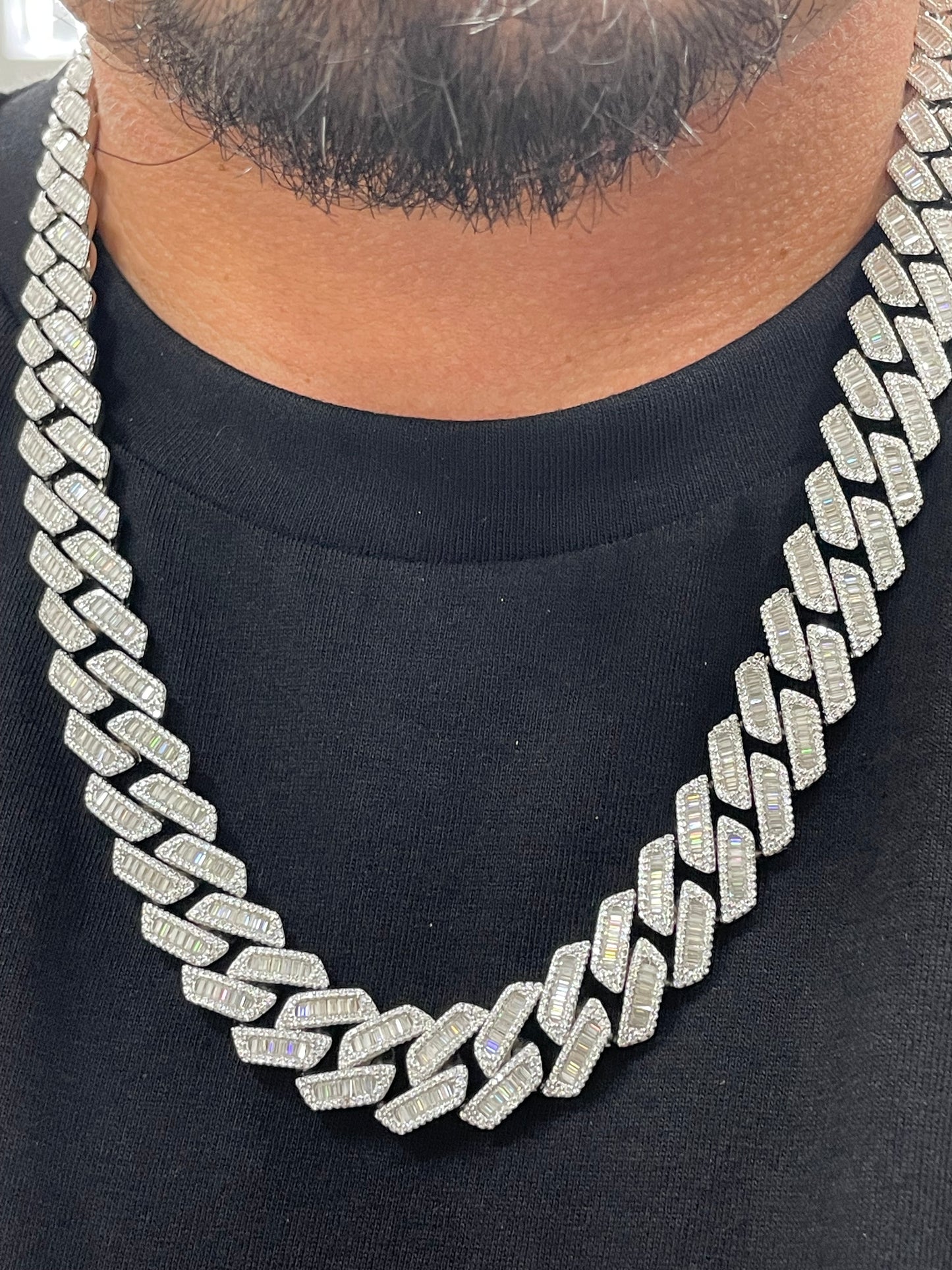 14mm vvs moissanite baguette cuban link