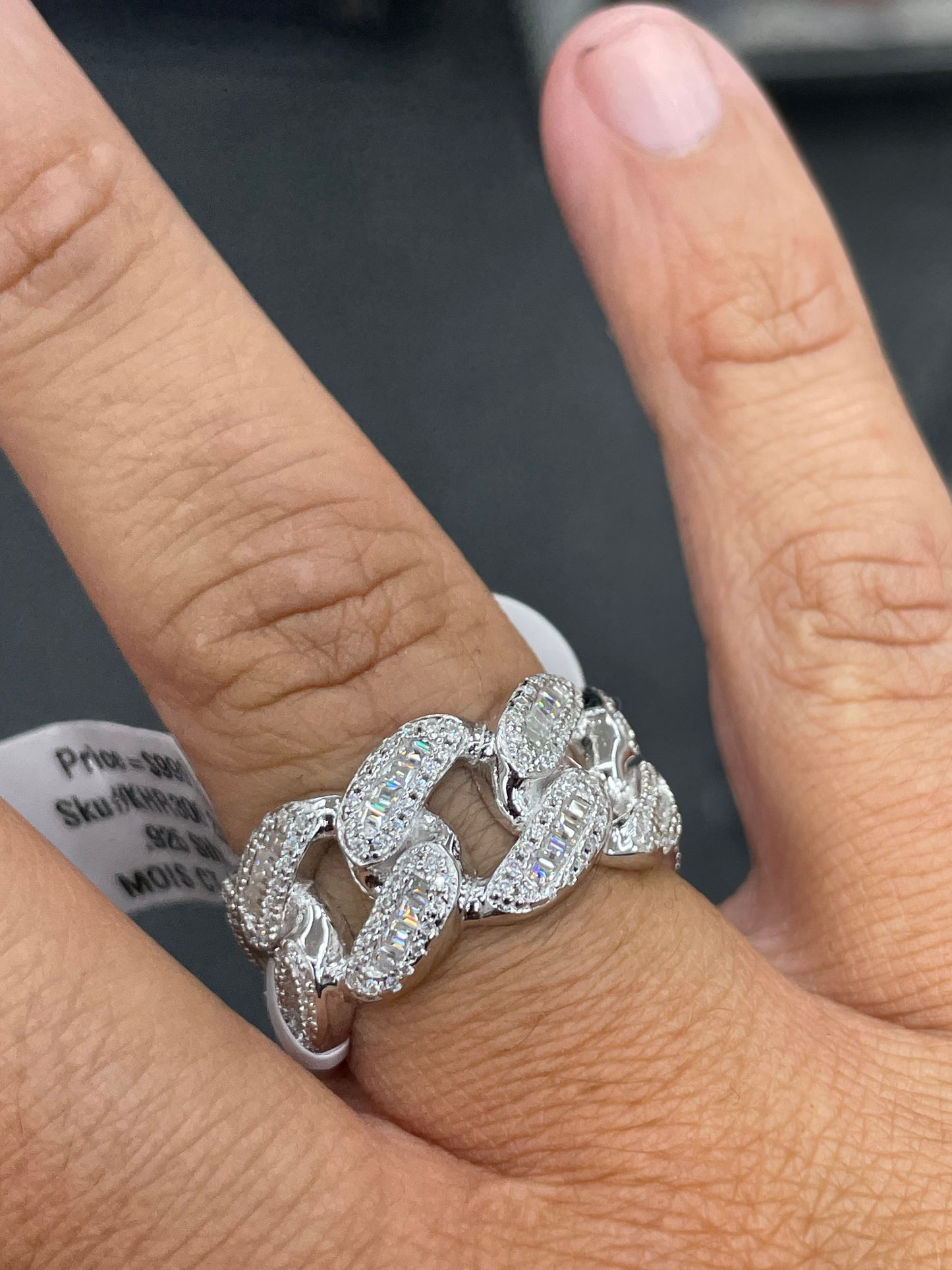 moissanite baguette cuban link ring