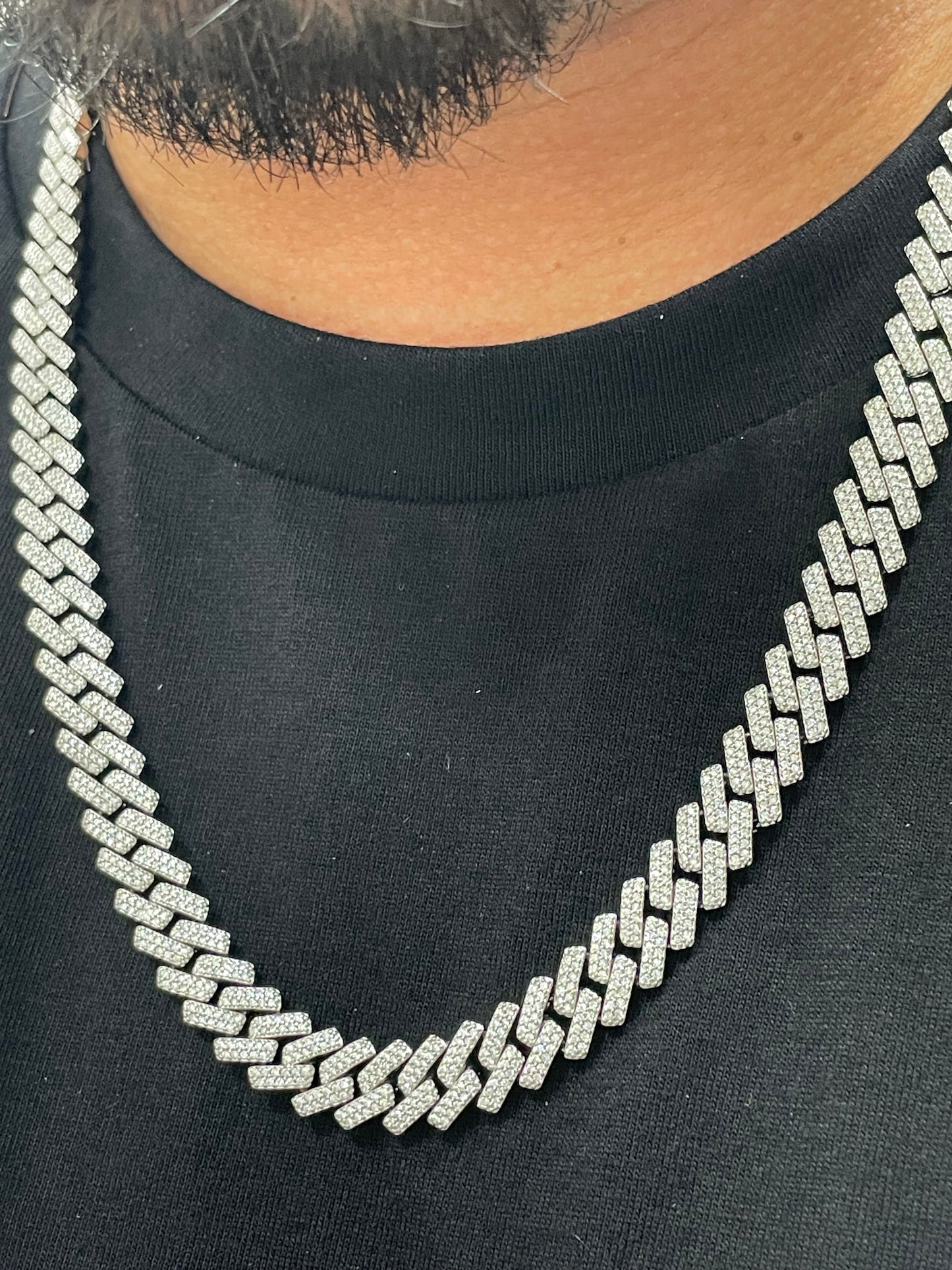 12mm all white moissanite cuban link chain