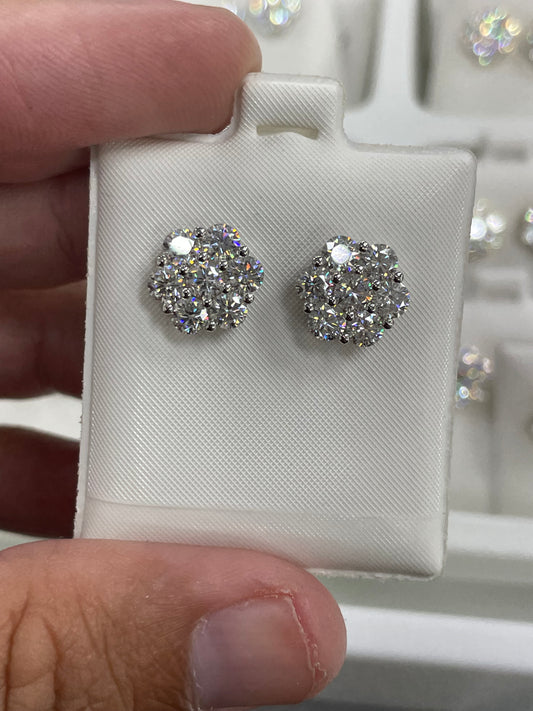 2.5 carat moissanite flower earrings silver