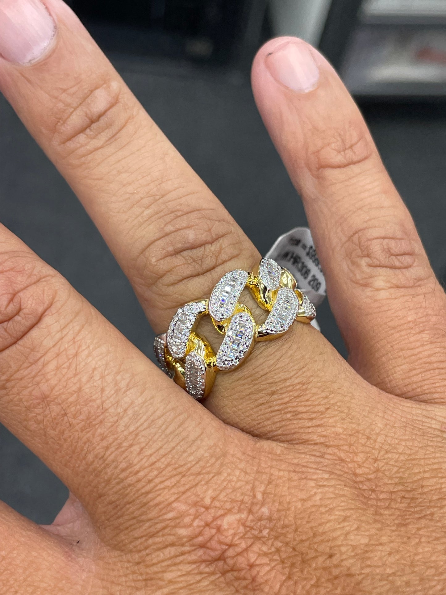 Moissanite baguette cuban ring