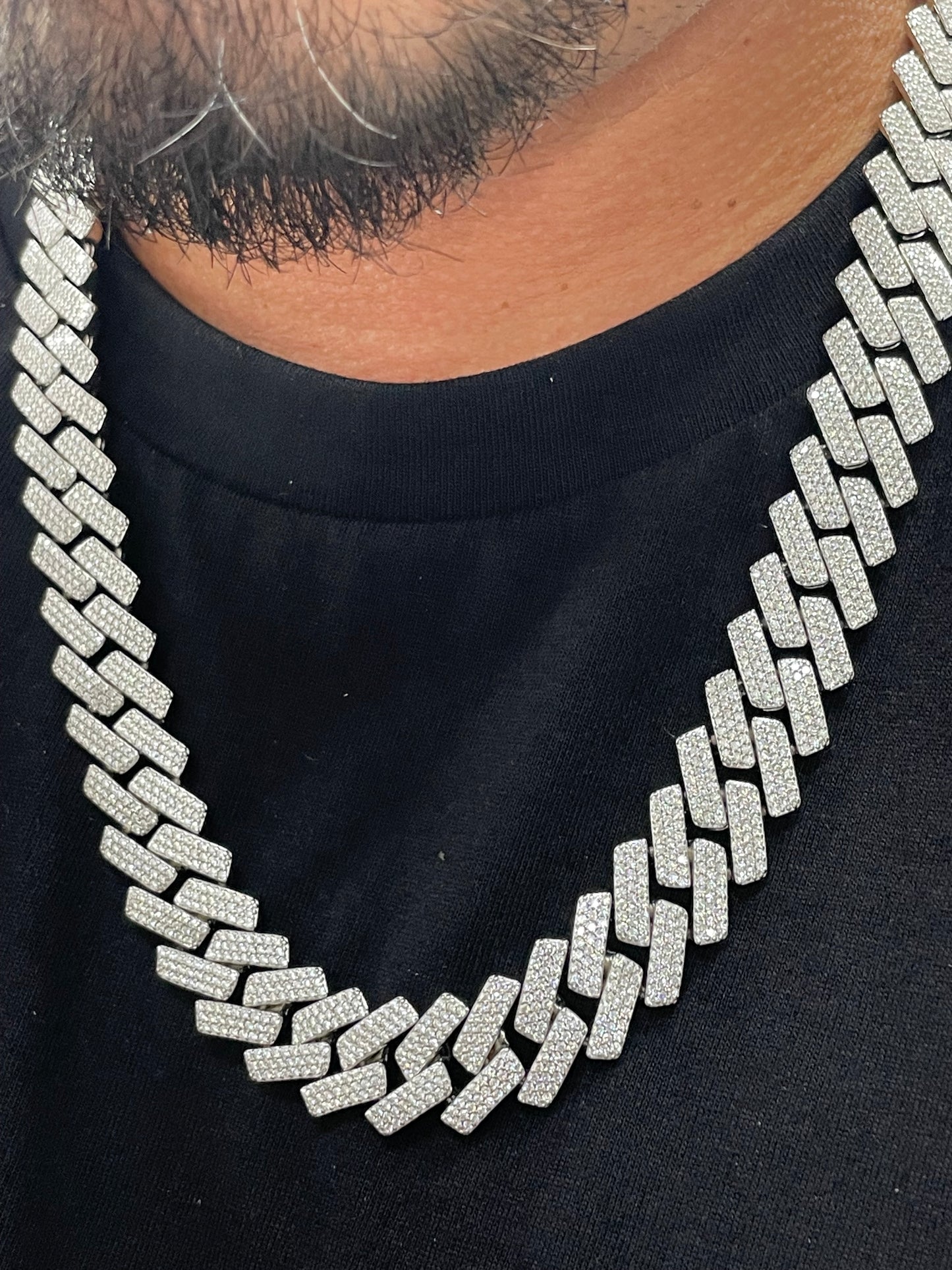 16mm all white moissanite cuban link chain