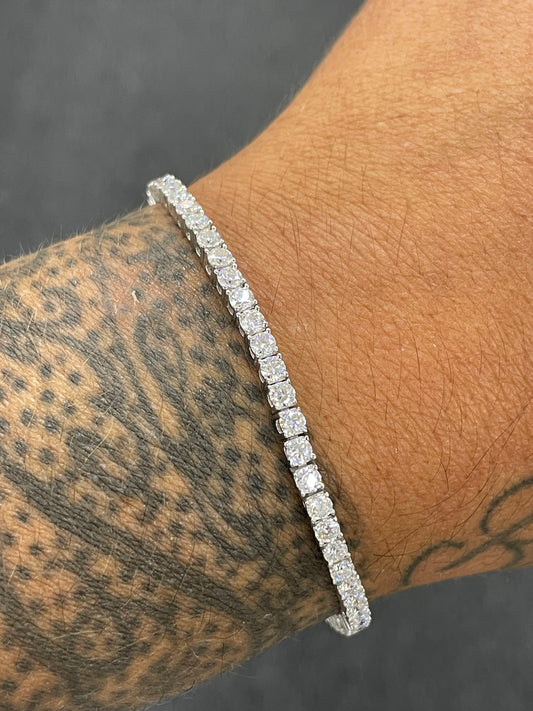 3mm silver vvs moissanite tennis bracelet 7.5 in