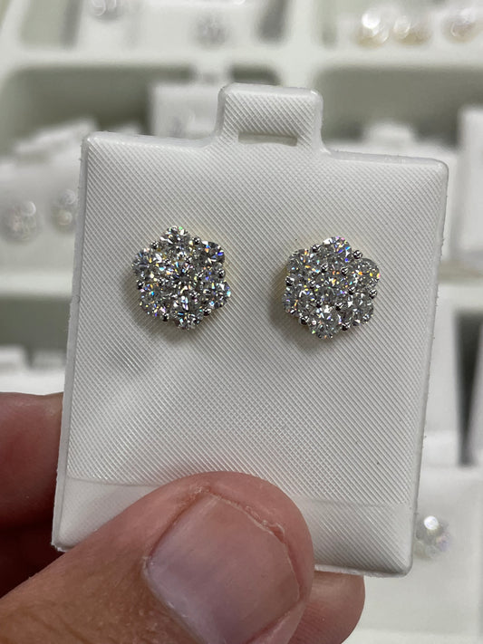 2ct moissanite flower earrings silver