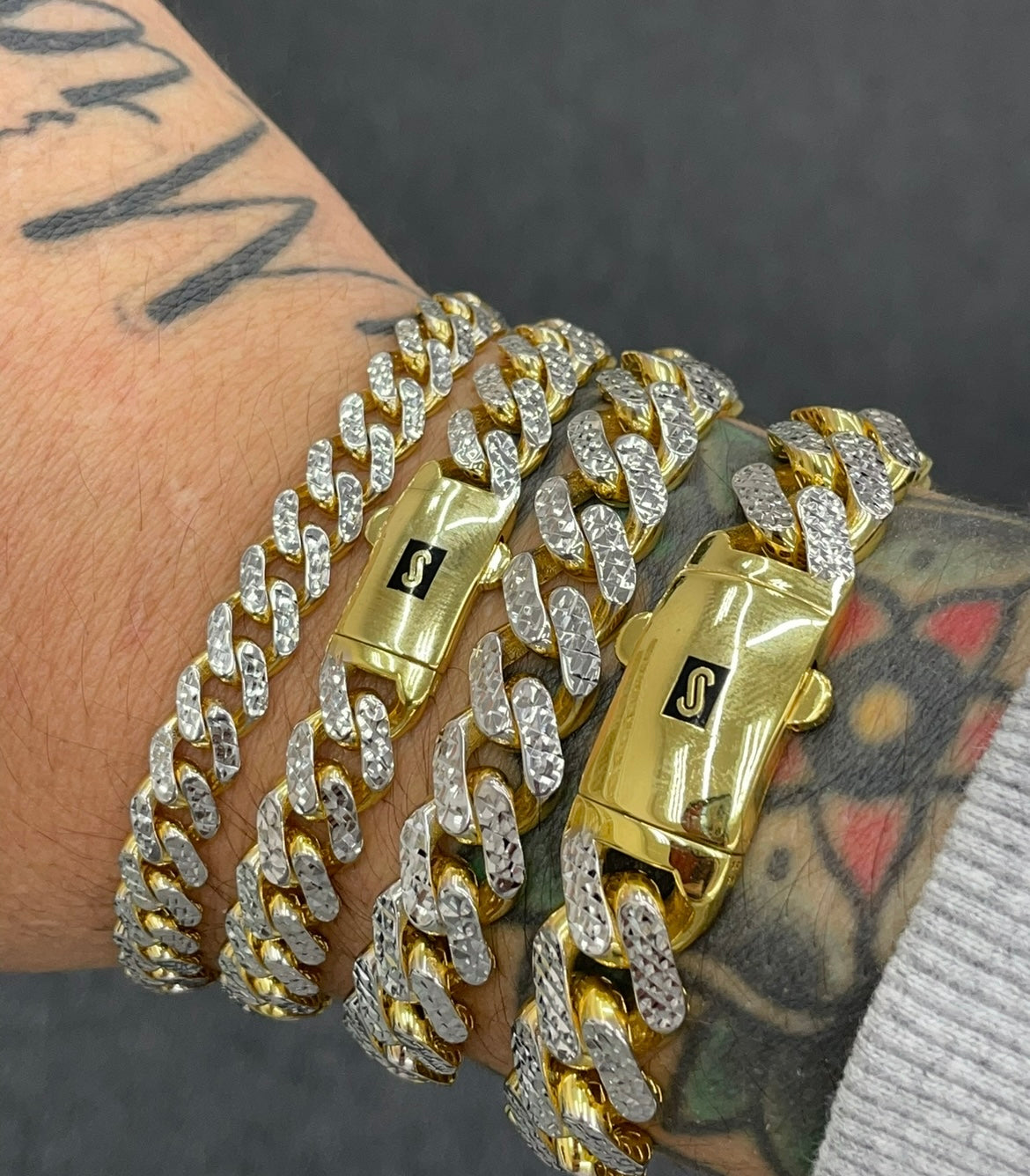 10k real gold monaco cuban link bracelets