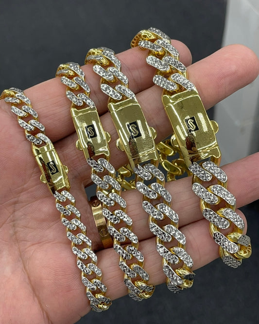 10k real gold monaco cuban link bracelets