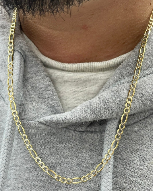 10k gold diamond cut 3mm figaro chain