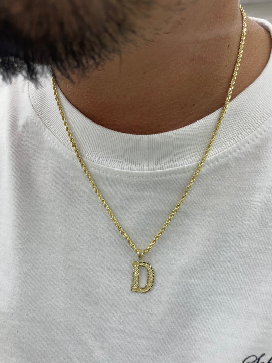 10k gold rope chain & initial set ( 20inch )