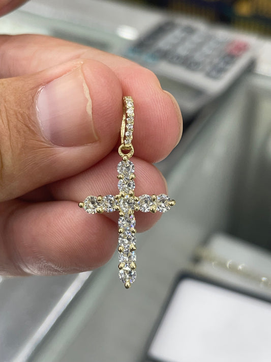 10k gold prong set cz cross